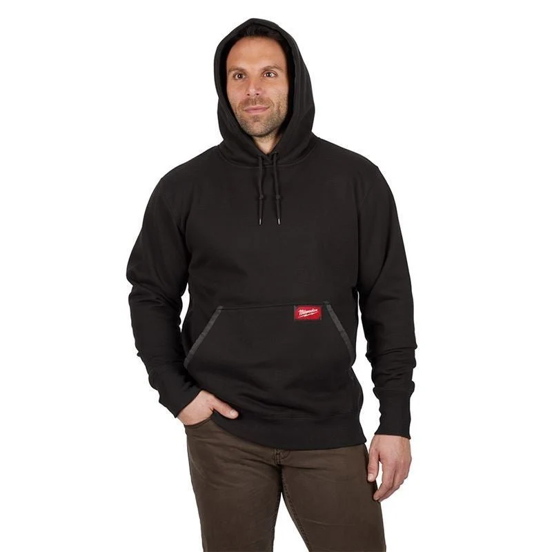350B-M Men ft.s Medium Heavy Duty Cotton/Polyester Long-Sleeve Pullover Hoodie - Black - Image 4