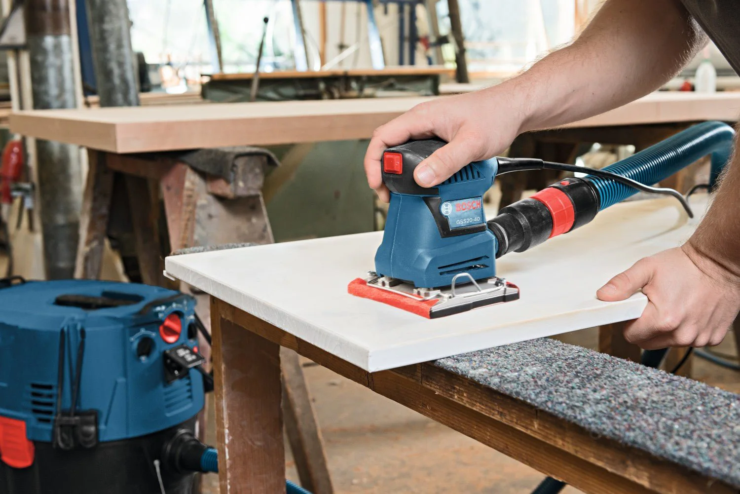 Bosch 2-Tool Combo Kit with 5 In. Single-Speed Palm Random Orbit Sander/Polisher and 1/4-Sheet Orbital Finishing Sander - Image 4