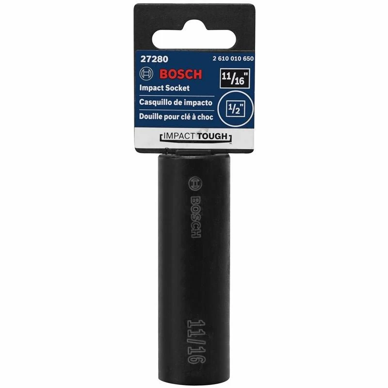 Bosch | 27280 11/16 In. Impact Tough Deep Well Socket, 1/2 In. Shank - Image 2