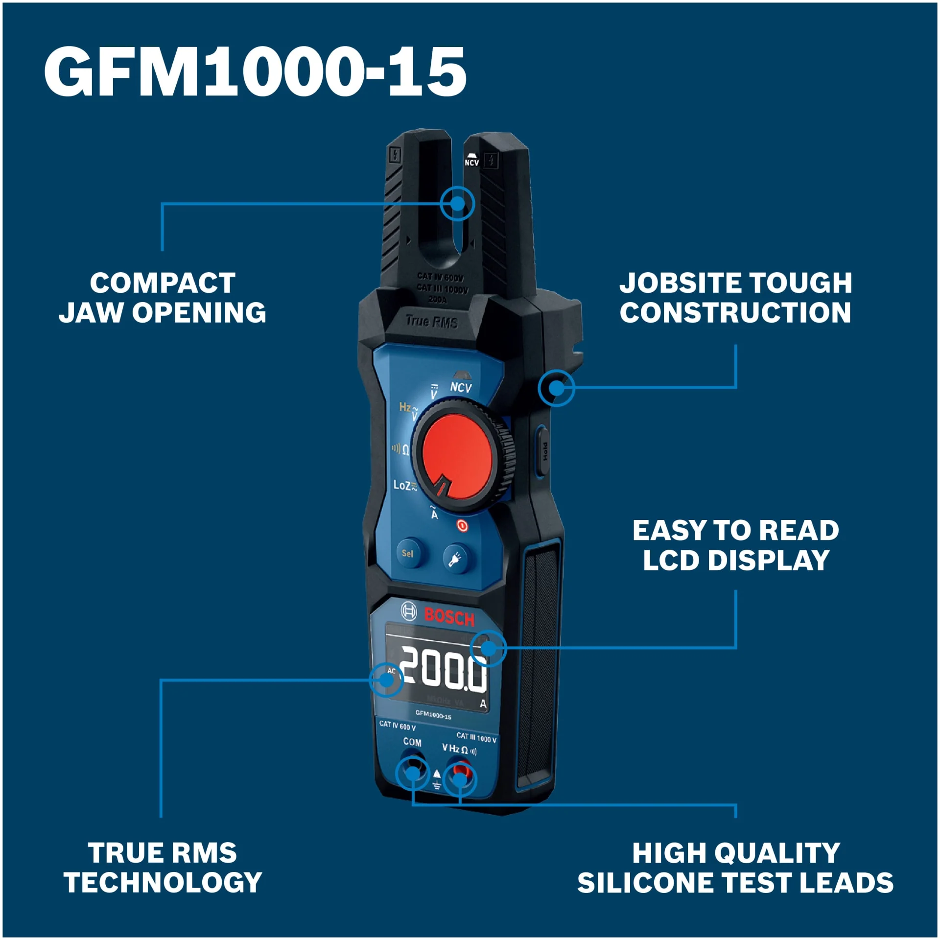 Bosch GFM1000-15 True RMS Fork Meter - Image 2