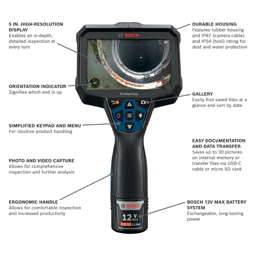 Bosch GIC5-27C Professional 12V Max Connected 11.5 Ft. Handheld Inspection Camera - Image 2