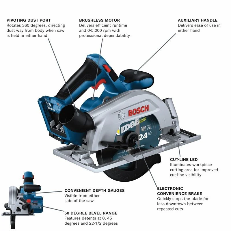 Bosch GKS18V-22N 18V Brushless Blade-Right 6-1/2 In. Circular Saw (Bare Tool) - Image 4
