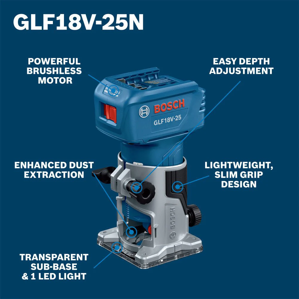 Bosch GLF18V-25N 18V Laminate Trim Router - Image 2