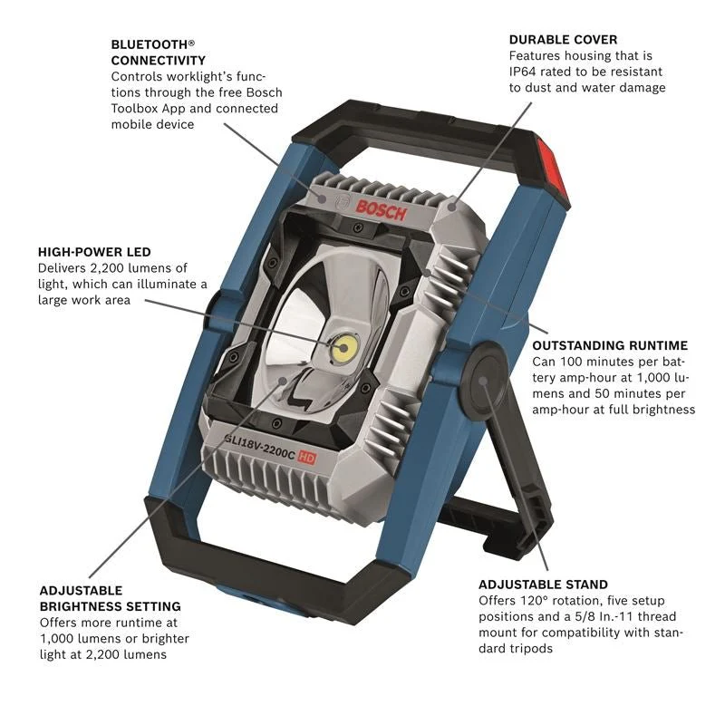 Bosch GLI18V-2200CN 18V Connected LED Floodlight (Bare Tool) - Image 2