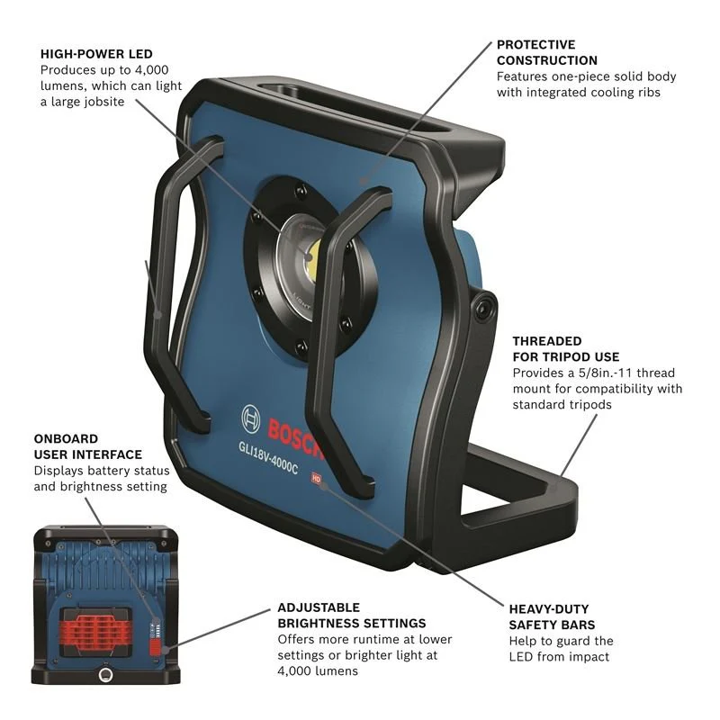 Bosch GLI18V-4000CN 18V Connected LED Floodlight (Bare Tool) - Image 2