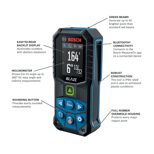 BOSCH GLM165-27CGL BLAZE™ Connected Green-Beam 165 Ft. Laser Measure with (1) 3.7V Lithium-Ion 1.0 Ah Battery - Image 2