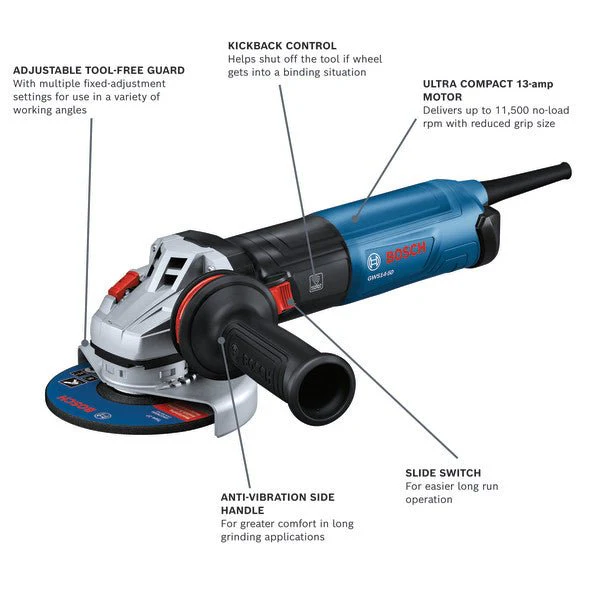 Bosch GWS14-50 5 In. Angle Grinder - Image 2