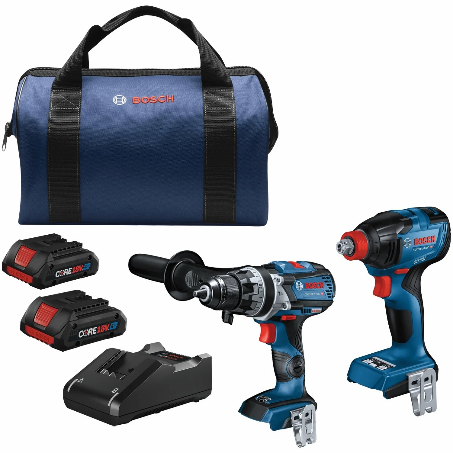 Bosch GXL18V-227B25 18V 2-Tool Combo Kit with Connected-Ready Two-In-One 1/4 In. Bit/Socket Impact Driver/Wrench & 1/2 In. Hammer Drill/Driver
