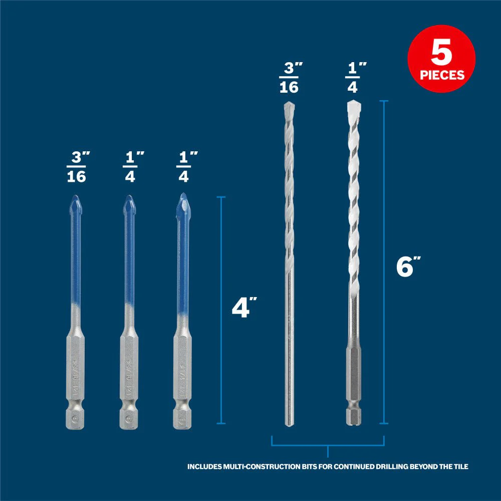 Bosch PTBXMC05 5 pc. Porcelain Tile and Multi-Material Drill Bit Set - Image 2