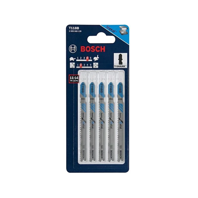 Bosch | T118B 5 Pieces 3-5/8" 11-14 TPI Basic for Metal T-Shank Jig Saw Blades - Image 3