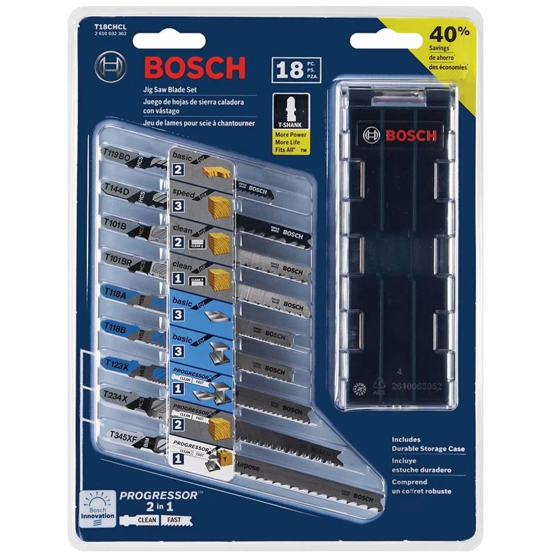 Bosch | T18CHCL 18 pc. T-Shank Wood and Metal Cutting Jig Saw Blade Set - Image 2
