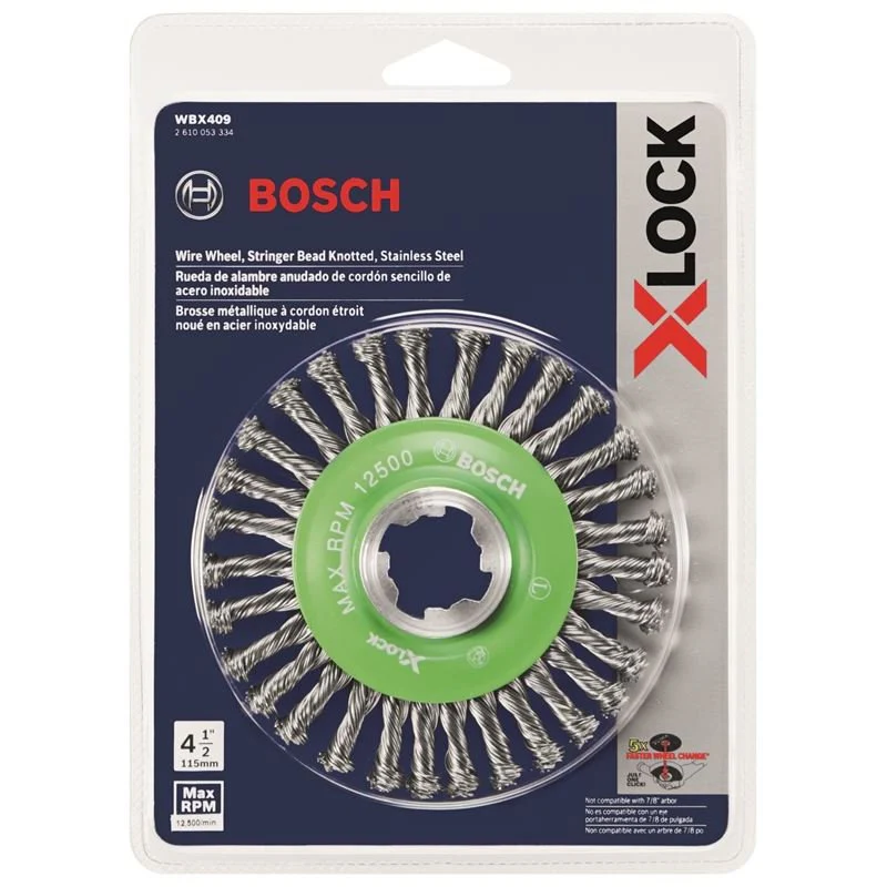 Bosch WBX409 4-1/2 In. Wheel Dia. X-LOCK Arbor Stainless Steel Stringer Bead Knotted Wire Wheel - Image 2