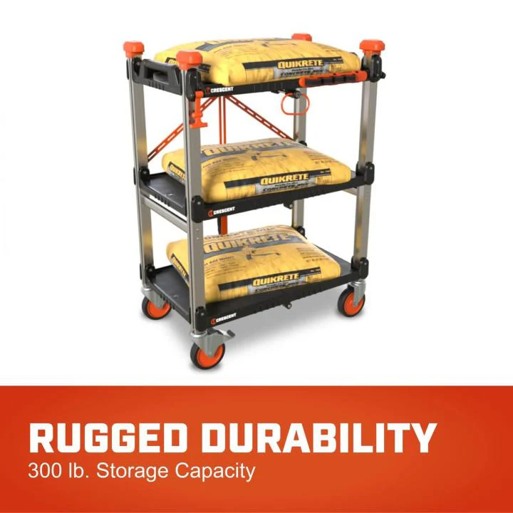 CRESCENT F3SCBL SITERUNNER 3 Shelf Folding Jobsite Cart - Image 3