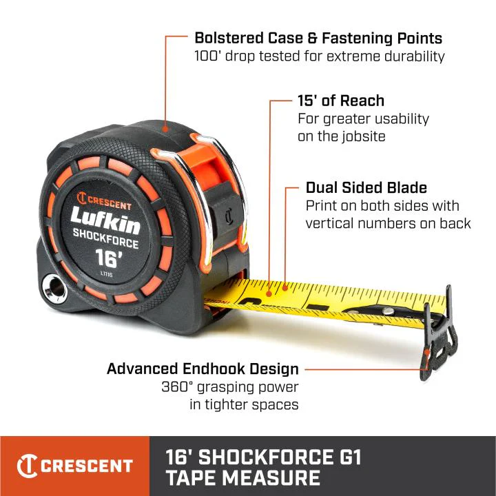 Crescent L1116-02 1-3/16" x 16' SHOCKFORCE™ G1 Dual Sided Tape Measure - Image 7