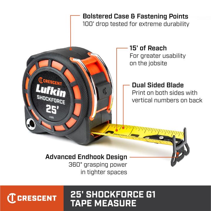 Crescent L1125-02 1-3/16" x 25' SHOCKFORCE™ G1 Dual Sided Tape Measure - Image 7