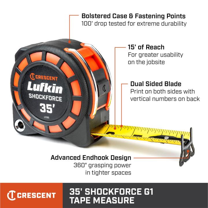 Crescent L1135-02 1-3/16" x 35' Shockforce™ G1 Dual Sided Tape Measure - Image 5