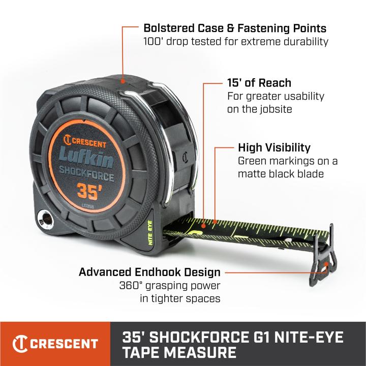 Crescent L1135B-02 1-3/16" x 35' Shockforce Nite Eye™ G1 Dual Sided Tape Measure - Image 3