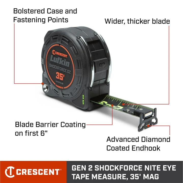 Crescent LM1235B-02 1-1/4" x 35' Shockforce Nite Eye™ G2 Magnetic Tape Measure - Image 2