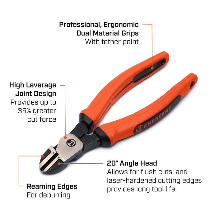 Crescent Z5426CGR-06 6" Z2 Diagonal Cutting Plier with Cushion Grip Rawhide Handle - Image 7