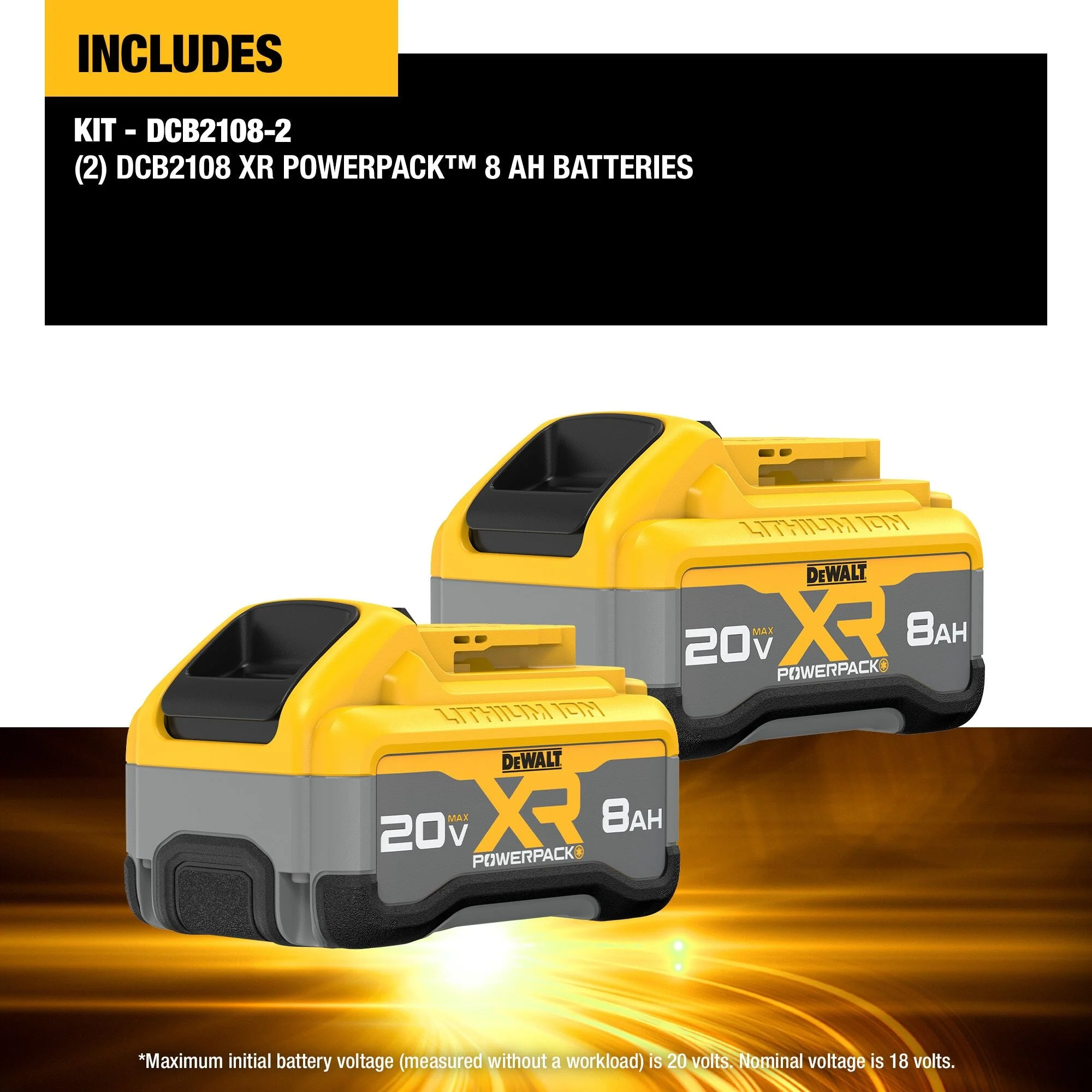 DEWALT DCB2108-2 20V MAX* XR POWERPACK™ 8 Ah Battery (2 PK) - Image 2