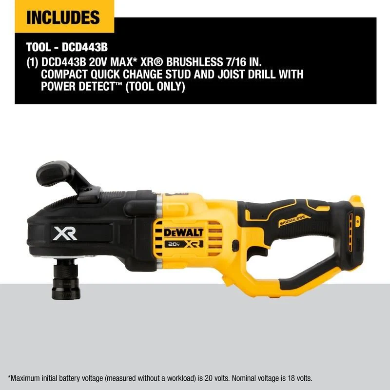 DEWALT DCD443B 20V MAX XR Brushless Cordless 7/16 in. Compact Quick Change Stud and Joist Drill with POWER DETECT Technology (Tool Only) - Image 11