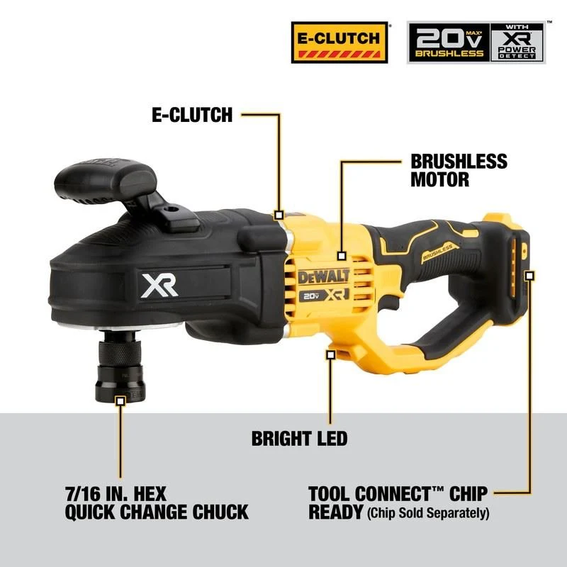 DEWALT DCD443B 20V MAX XR Brushless Cordless 7/16 in. Compact Quick Change Stud and Joist Drill with POWER DETECT Technology (Tool Only) - Image 12