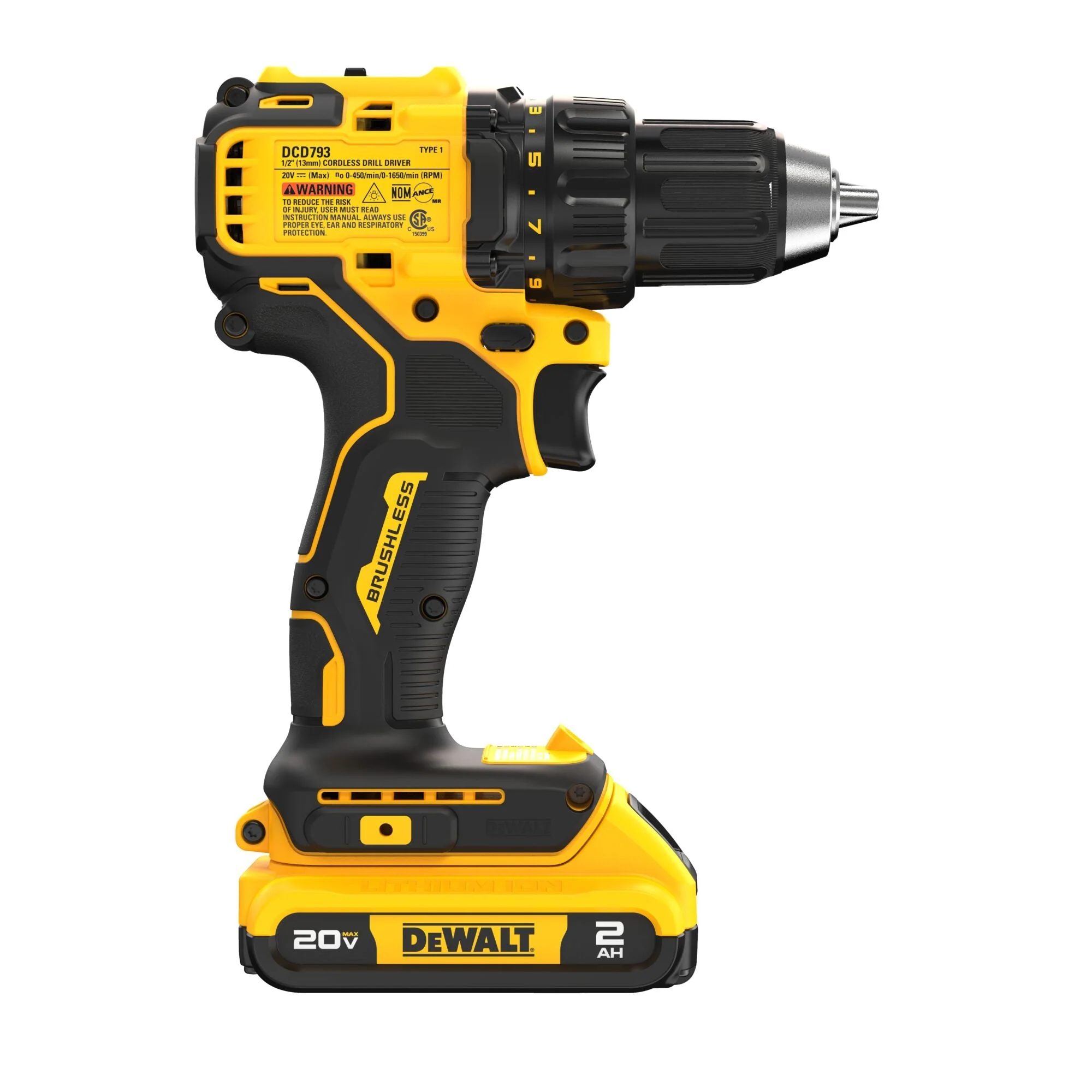DEWALT DCD793D1 20V MAX* Brushless Cordless 1/2 in. Drill/Driver Kit - Image 4