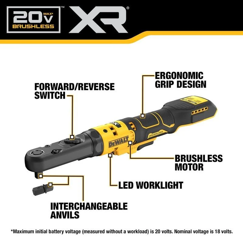 DEWALT DCF510B 20V MAX XR BRUSHLESS CORDLESS 3/8" and 1/2" SEALED HEAD RATCHET (TOOL ONLY) - Image 10