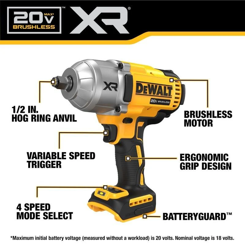 DEWALT DCF900B 20V MAX XR 1/2 In. High Torque Impact Wrench with Hog Ring Anvil - Image 7