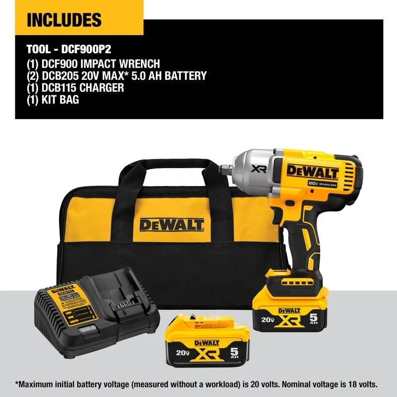 DEWALT DCF900P2 20V MAX XR 1/2 In. High Torque Impact Wrench with Hog Ring Anvil - Image 7