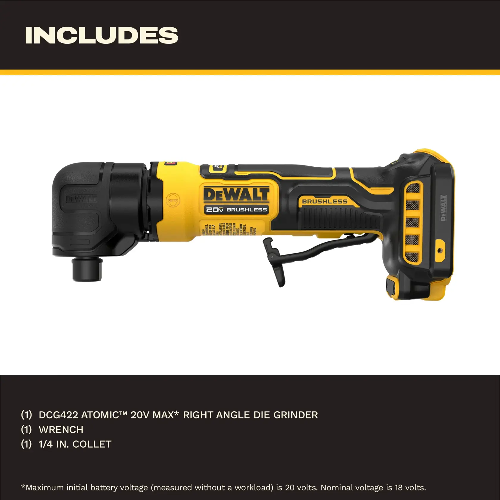 DEWALT DCG422B DEWALT® 20V MAX* ATOMIC™ Right Angle Die Grinder (Tool Only) - Image 4
