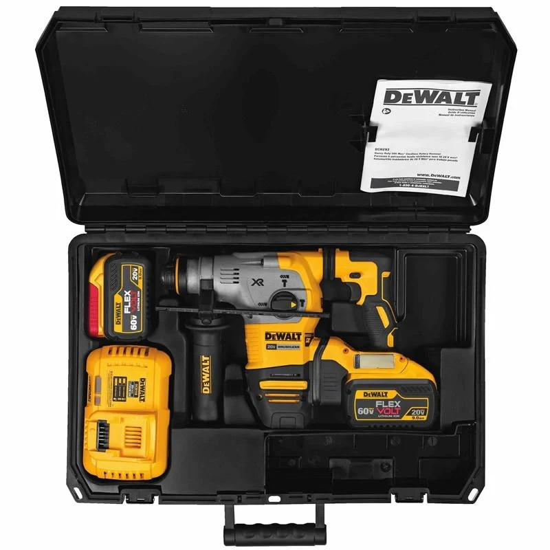 DEWALT DCH293X2 20V Max XR Brushless 1-1/8â€ L-Shape SDS Plus Rotary Hammer Kit w/9.0Ah - Image 5