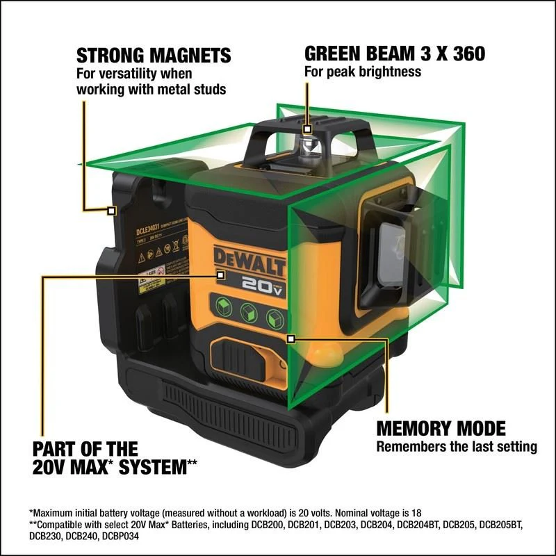 DEWALT DCLE34031B 20V 3x360 Line Laser (Tool Only) - Image 6