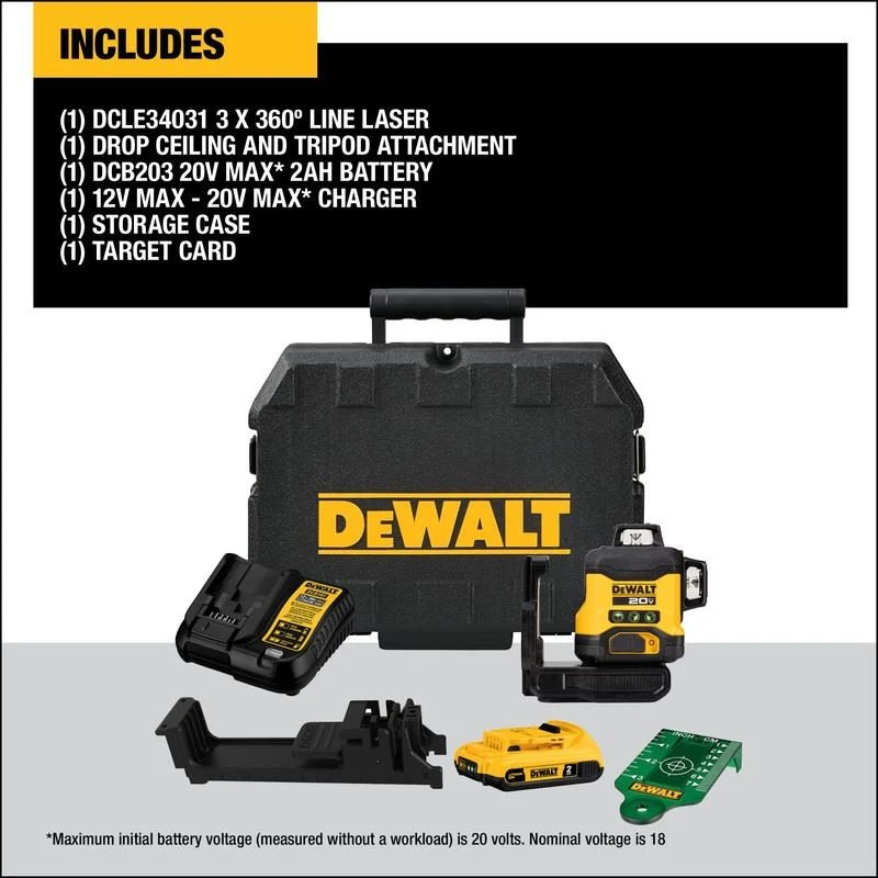 DEWALT DCLE34031D1 20V 3x360 Line Laser Kit - Image 7