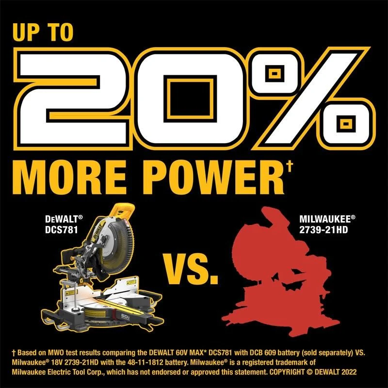 DEWALT DCS781B 60V MAX Brushless 12in. Double Bevel Sliding Miter Saw - Image 11