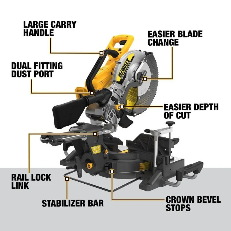 DEWALT DCS781B 60V MAX Brushless 12in. Double Bevel Sliding Miter Saw - Image 9