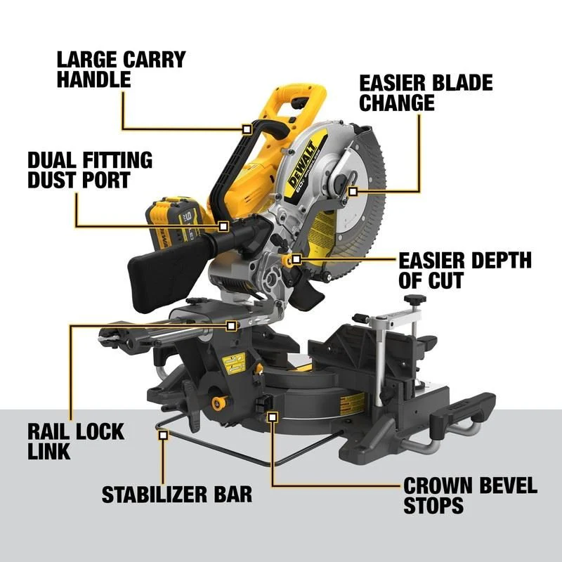 DEWALT DCS781X1 60V MAX 12in. Double Bevel Sliding Miter Saw - Image 17