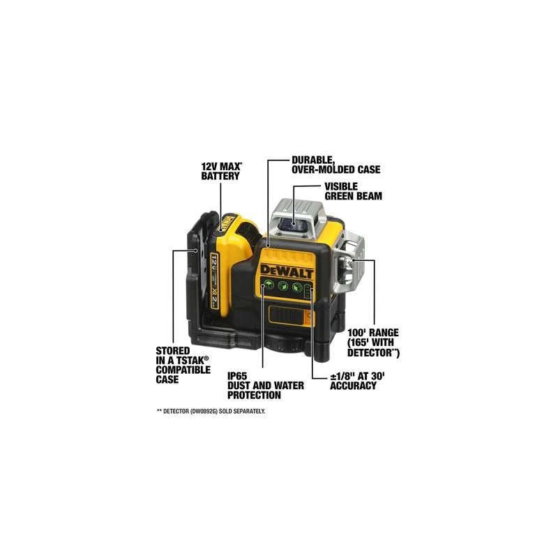 DEWALT DW089LG 12v 3 x 360 Green Line Laser - Image 3