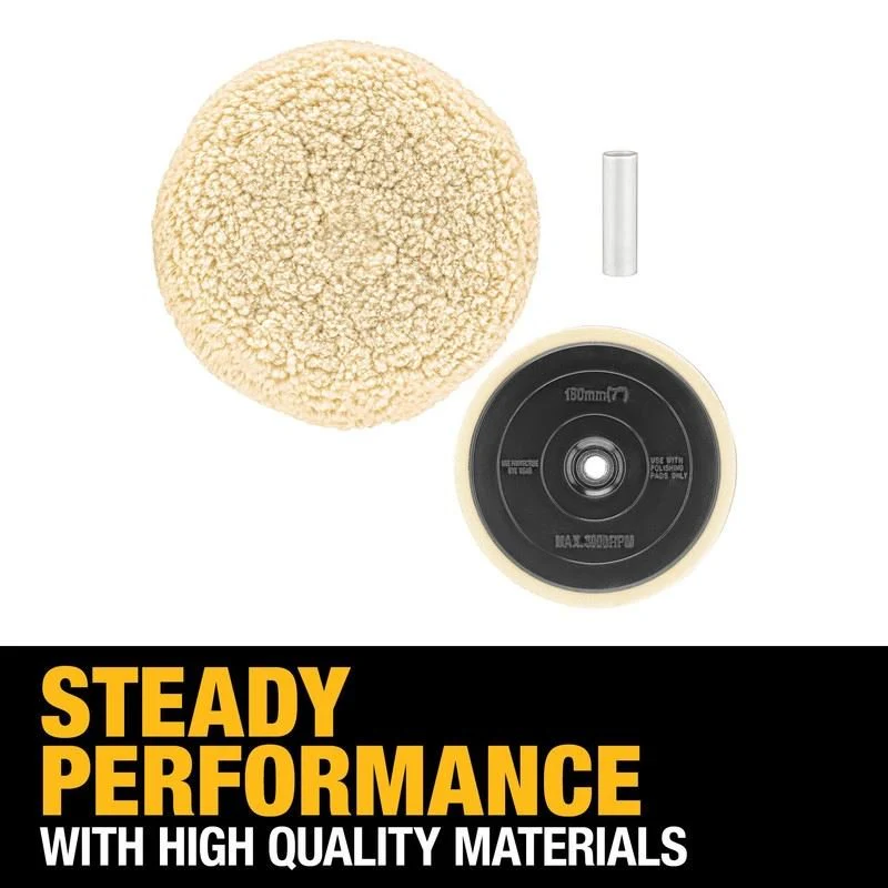 DEWALT DW4985CL 7in Wool Buffing Pad and Backing Pad Kit - Image 7