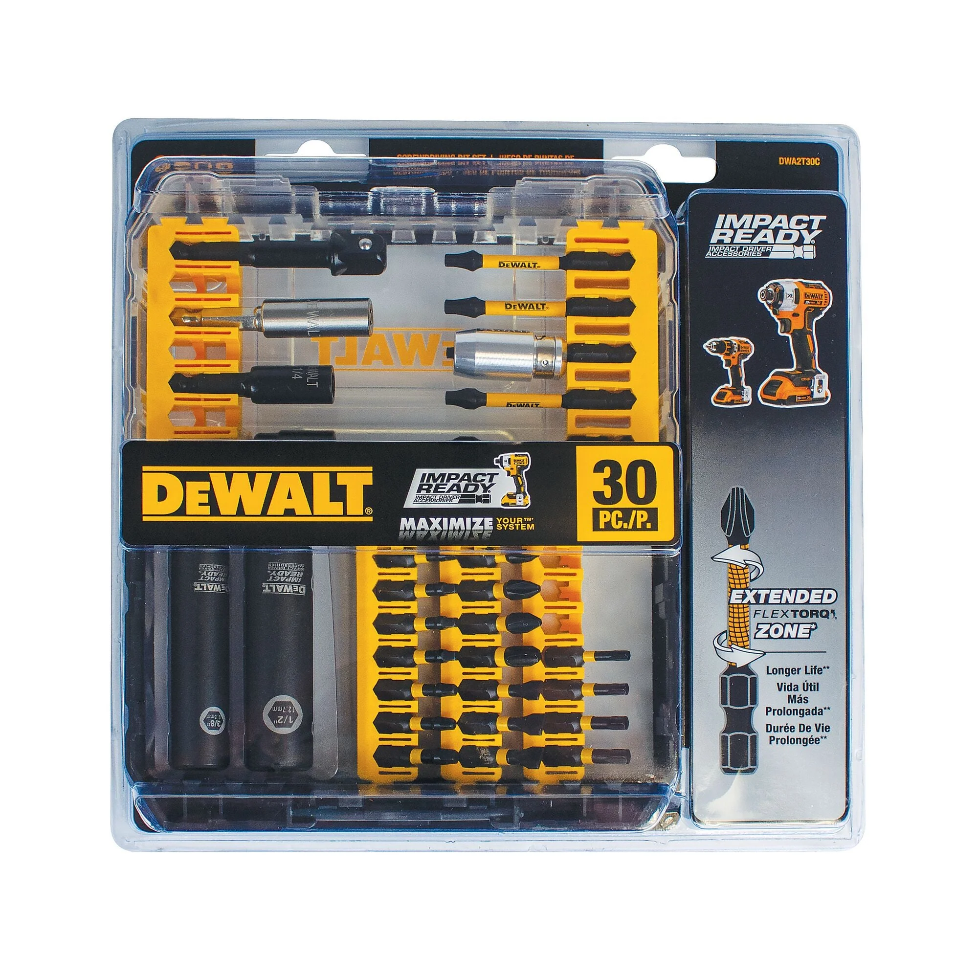 DEWALT DWA2T30C Flex Torq 30-Piece Hex Shank Impact Driver Bit Set - Image 2