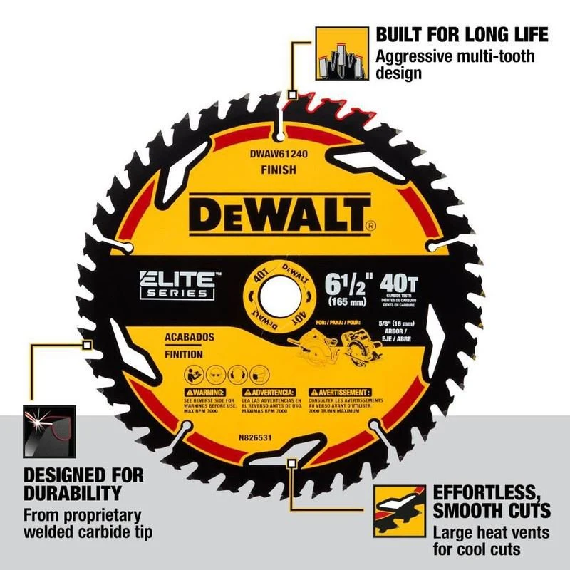 DEWALT DWAW61240 6-1/2in 40T ELITE SERIES BLADE - Image 5
