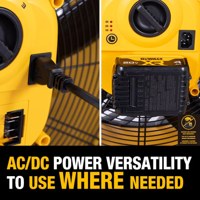 DEWALT DXF1850B 18" 20V AC/DC 3-Speed Drum Fan Tool with Adapter Cord - Image 7