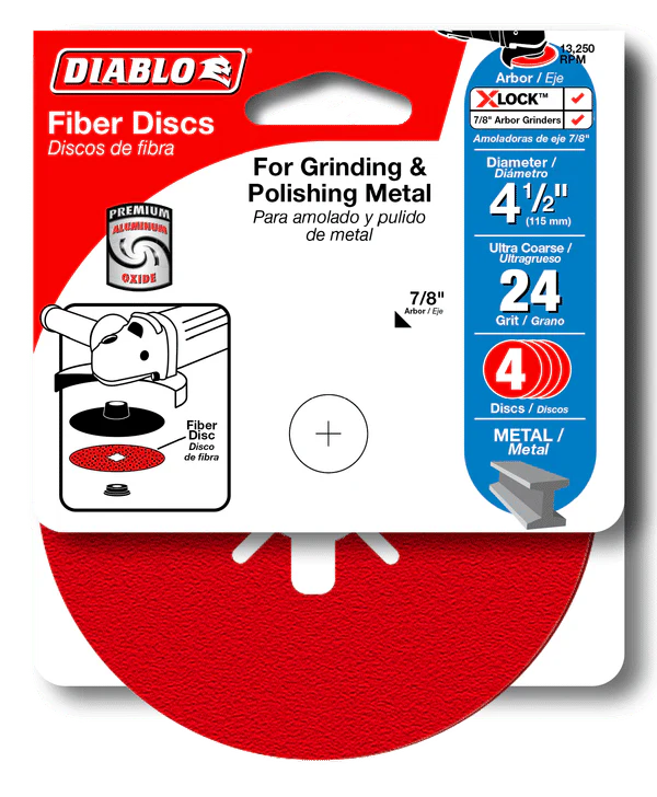 DIABLO CDF045024S04G 4-1/2" 24-Grit Fiber Discs for Metal (4-pk) - Image 2