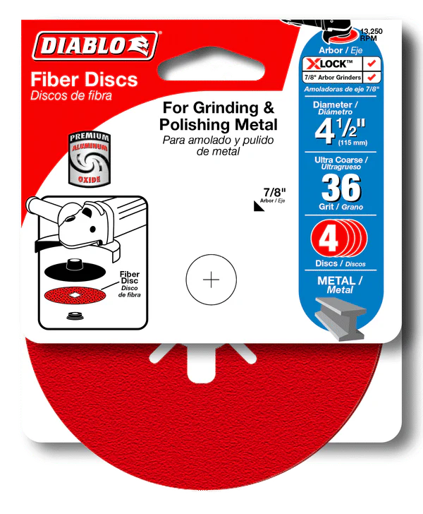 DIABLO CDF045036S04G 4-1/2" 36-Grit Fiber Discs for Metal (4-pk) - Image 2