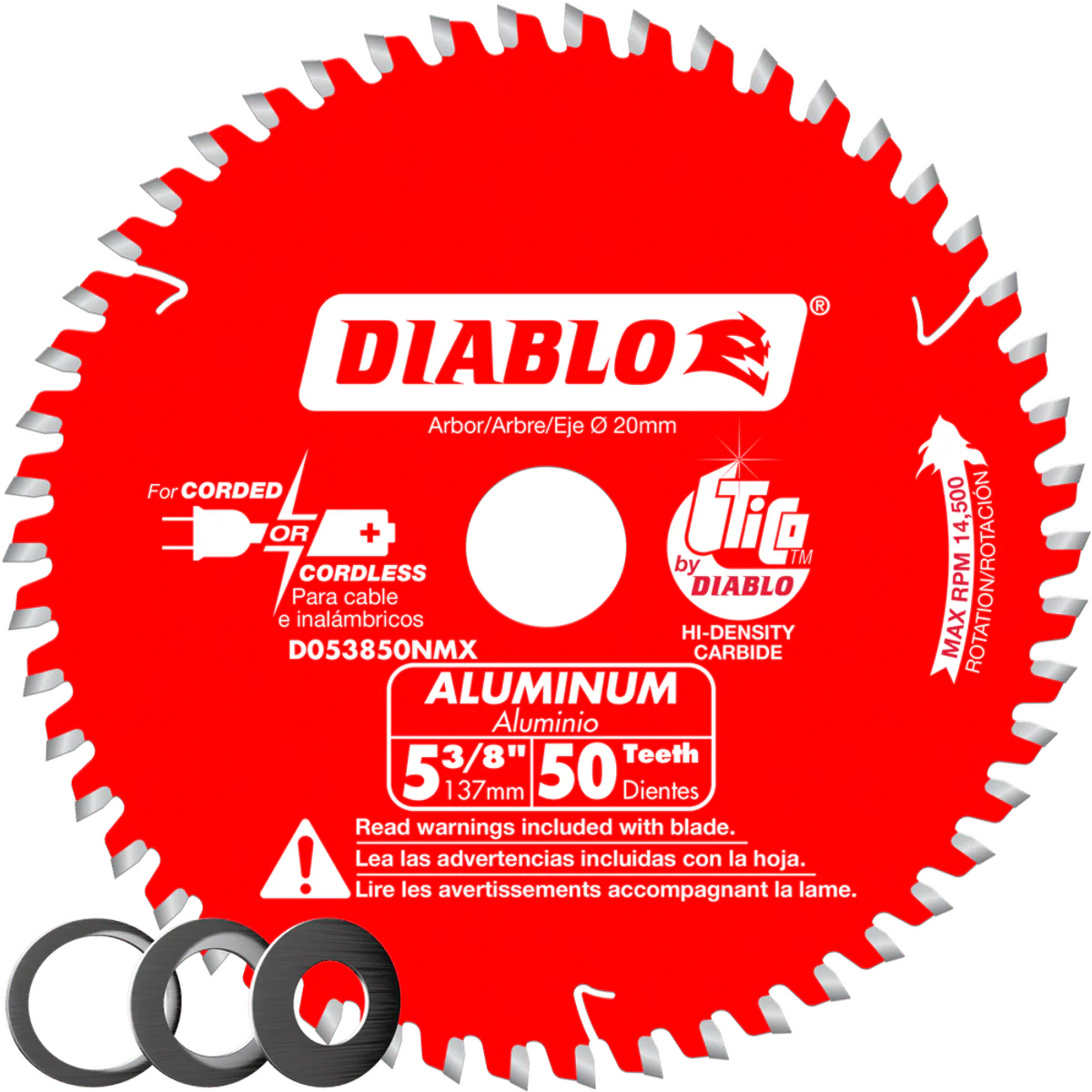 Diablo D053850NMX 5-3/8" x 50-Teeth Saw Blade for Medium Aluminum