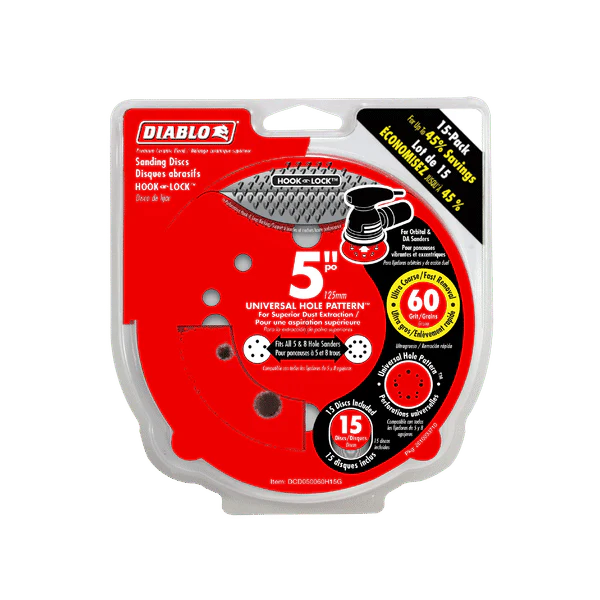 DIABLO DCD050060H15G 5" 60-Grit Hook & Lock™ ROS Sanding Discs (15-pk) - Image 2