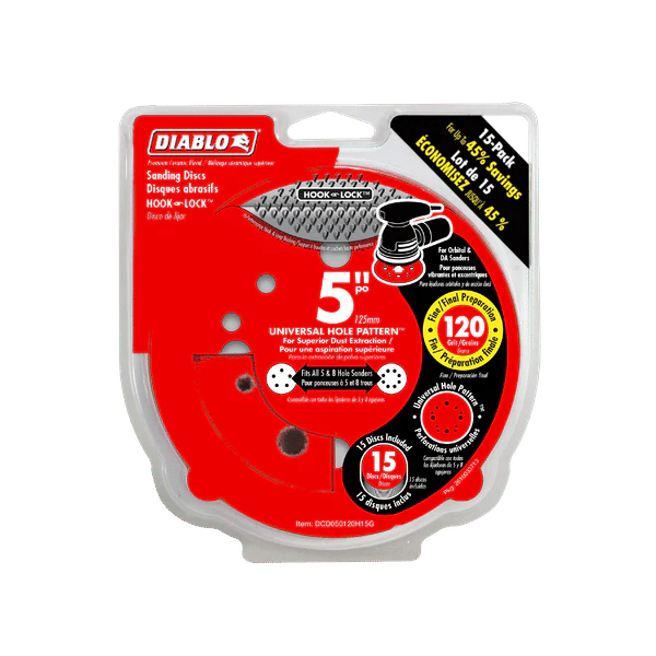 DIABLO DCD050120H15G 5" 120-Grit Hook & Lock™ ROS Sanding Discs (15-pk) - Image 2