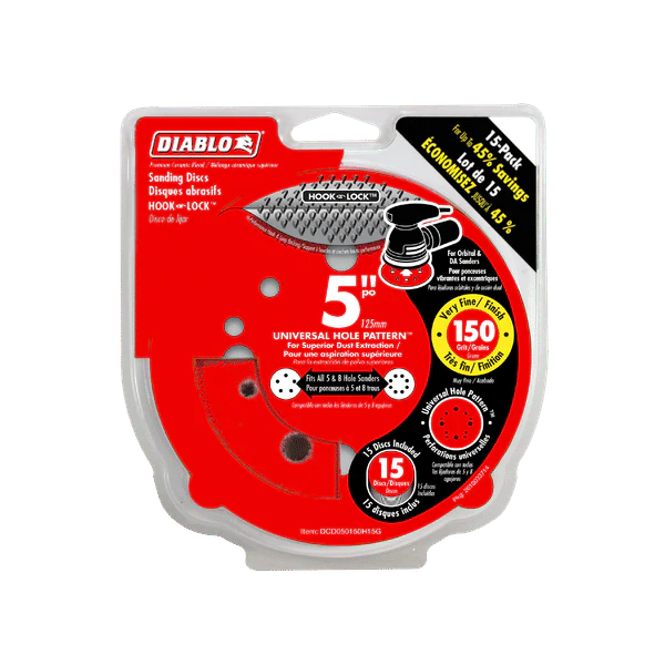 DIABLO DCD050150H15G 5" 150-Grit Hook & Lock™ ROS Sanding Discs (15-pk) - Image 2