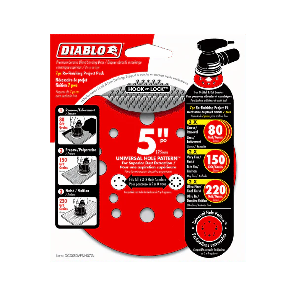 DIABLO DCD050VFNH07G 5" Hook & Lock™ ROS Sanding Discs Project Pack (7-pk) - Image 2