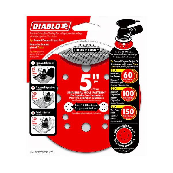 DIABLO DCD050VGPH07G 5" General Purpose Hook & Lock™ ROS Sanding Discs (7-pk) - Image 2